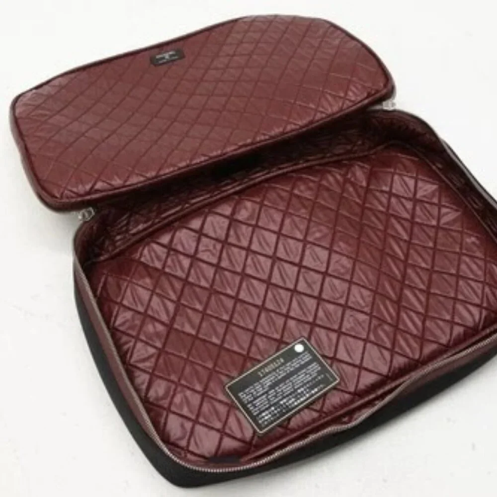 Chanel Quilted Nylon Laptop Case Black Burgundy Limited Edition 2012